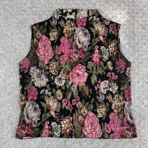 Vintage Jaipur Top Womens Medium Dark Floral Pleated Whinsigoth Romantic Y2K 90s
